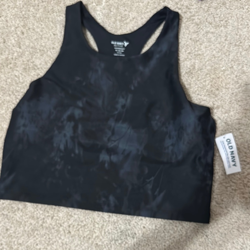 Old Navy Black cropped tank built in sports bra
